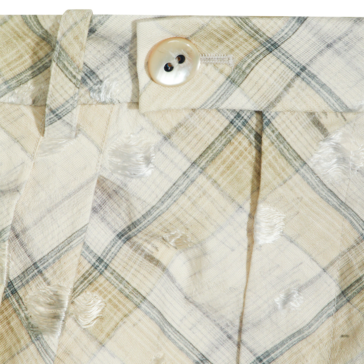ECRU COTTON CHECK SKIRT