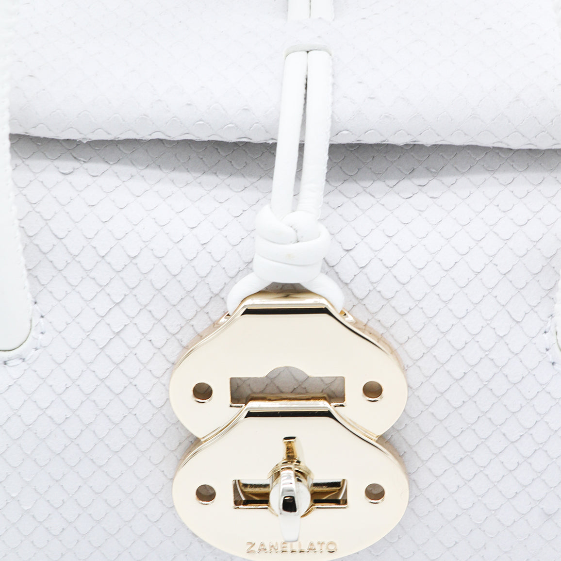 WHITE LEATHER DOTTA BABY TOP HANDLE BAG
