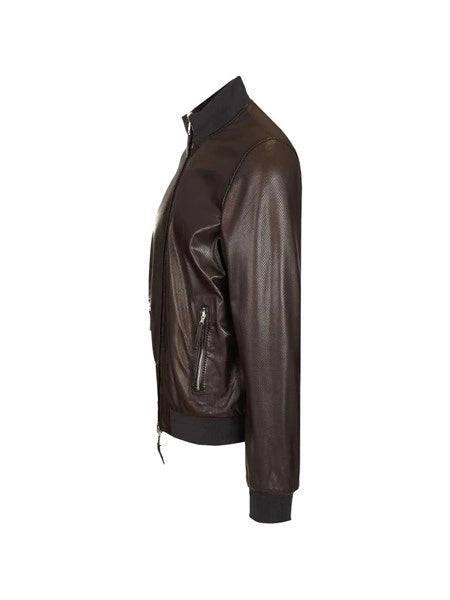 Biker in pelle traforata reversibile