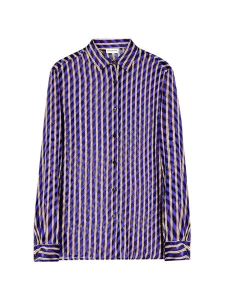 Camicia in raso dévoré a righe