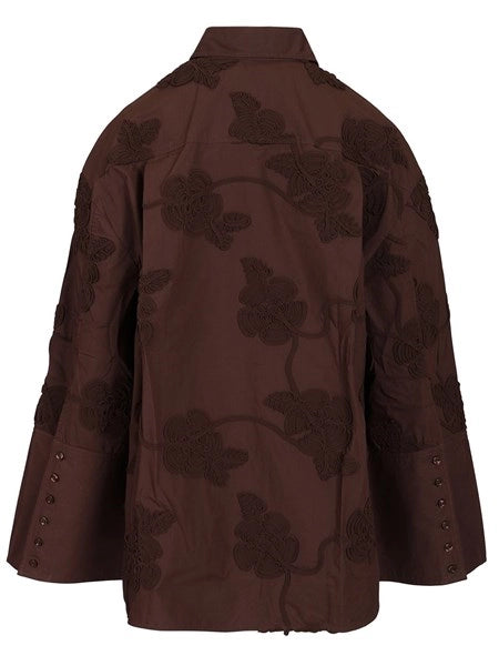 camicia oversize Flower marrone scuro
