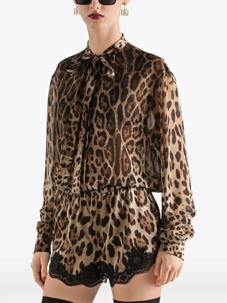 Camicia in chiffon stampa leopardo