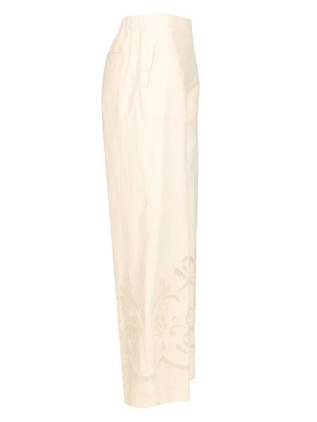 pantalone cropped in popeline con ricamo “lunamaris”