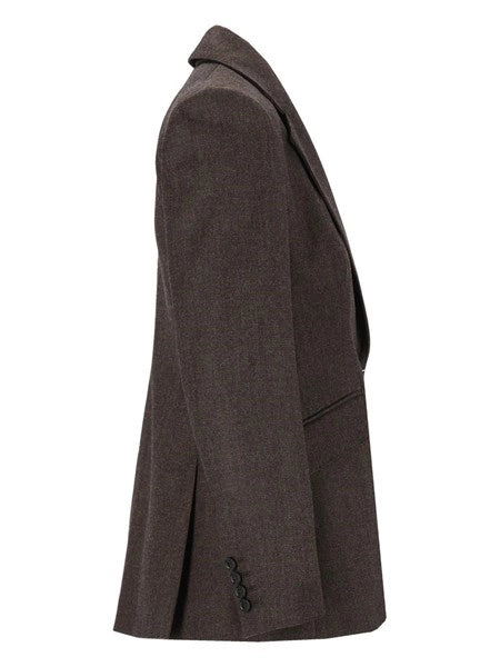 Blazer sfiancato in lana effetto denim