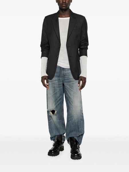 Blazer in lana e cotone