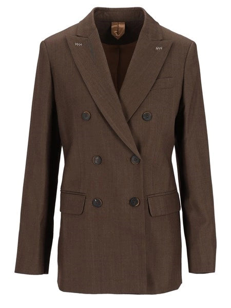 Blazer doppiopetto in gabardina di lana