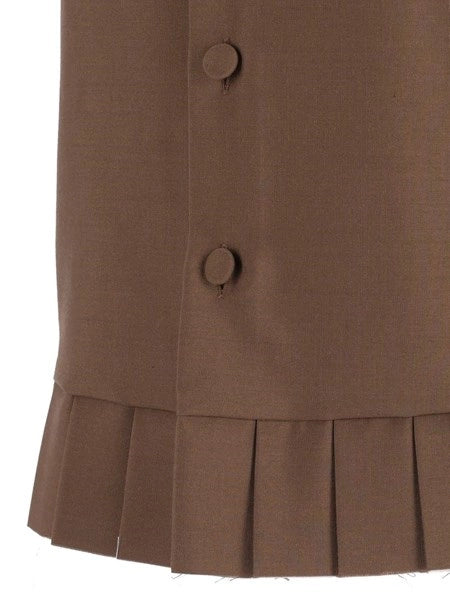 Corpetto senza maniche plissettato in misto lana