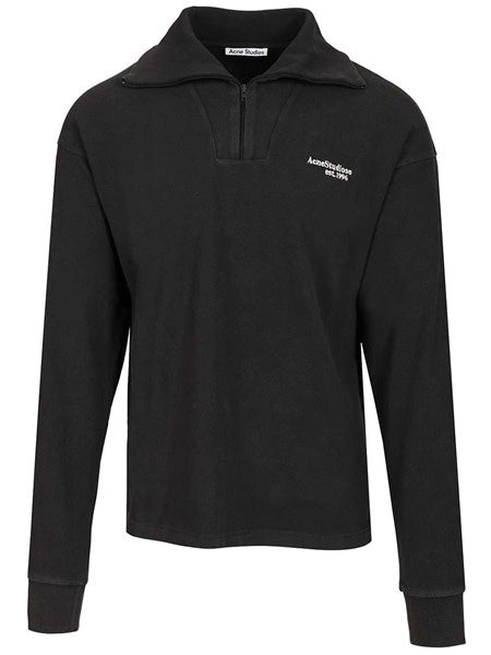 Felpa a mezza zip con logo