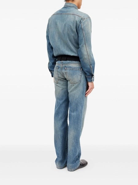 Jeans con vita sostituita blu