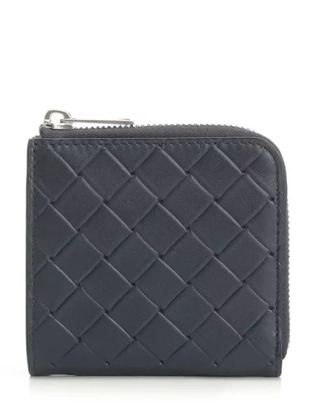 Portafoglio Intrecciato quadrato con zip