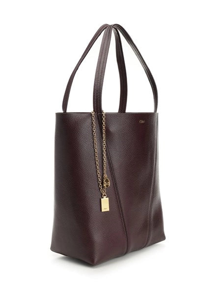 Borsa tote Chloé Spin grande in pelle martellata
