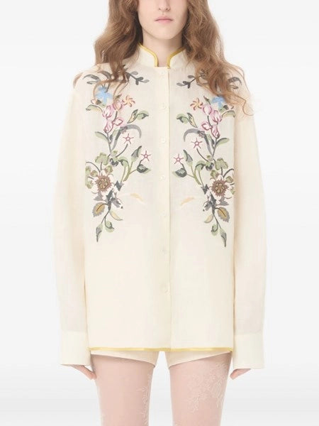 Camicia in lino con ricamo