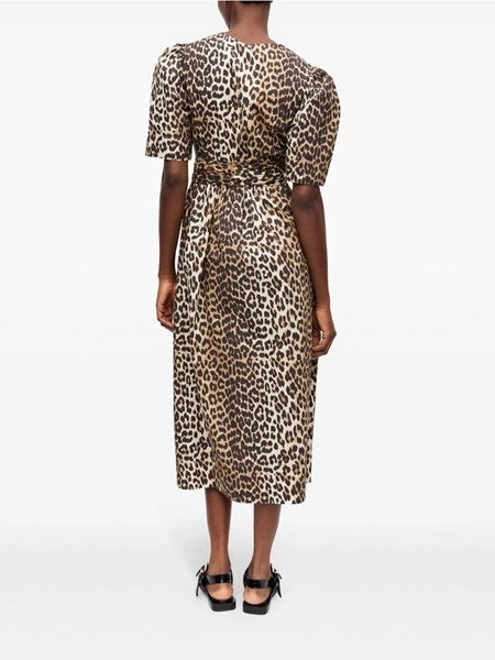 Abito midi leopardato