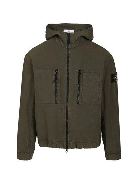 Overshirt con cappuccio in ripstop di cotone biologico
