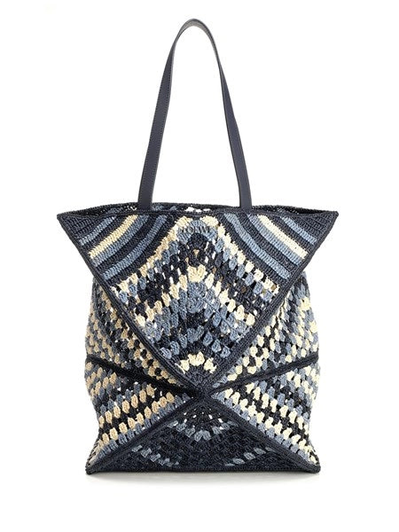 Borsa tote Puzzle Fold XL in rafia
