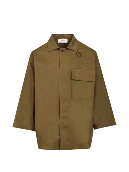 Camicia oversize in twill di cotone e lino