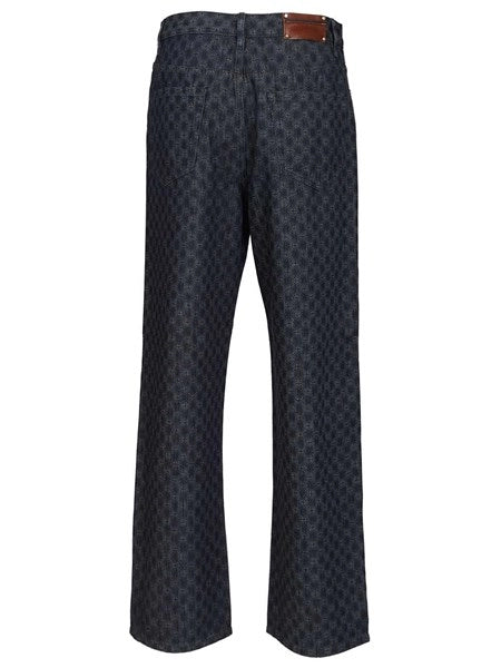 Jeans a gamba larga floreali