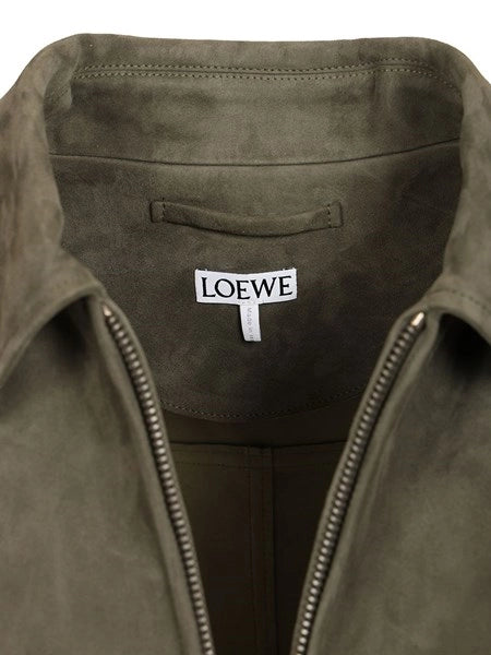 Giacca con zip in pelle di agnello scamosciata
