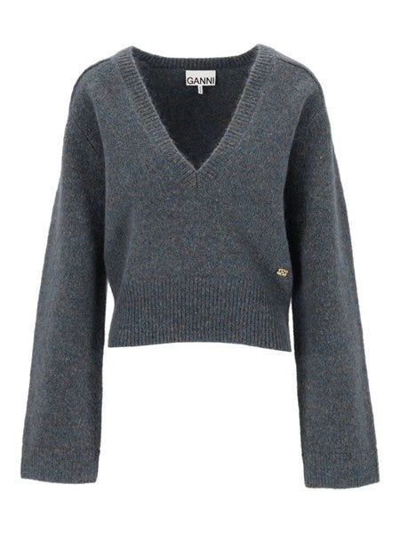 Maglia in mohair a V profondo