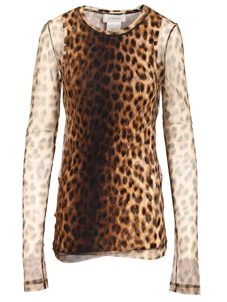 Top bi-materiale animalier
