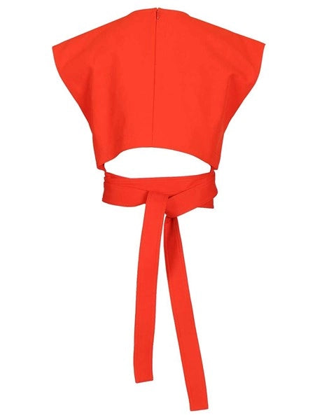 Top cropped in gabardine di cotone con fascia