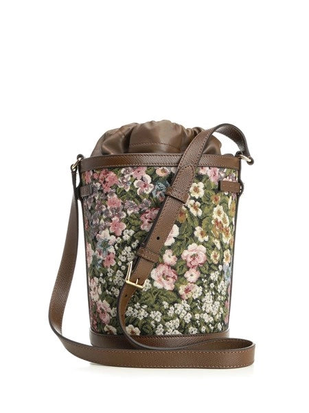 Borsa a secchiello in tessuto jacquard