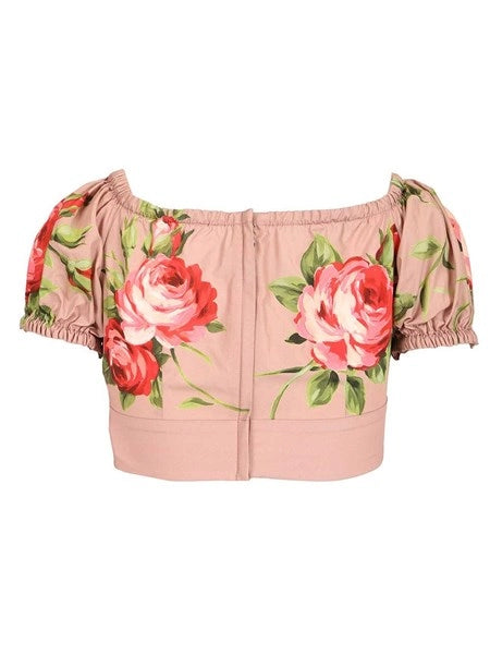 Top stampa bouquet rose