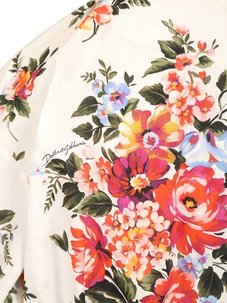 Camicia in cotone stampa mazzo di fiori