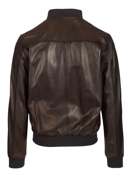 Biker in pelle traforata reversibile