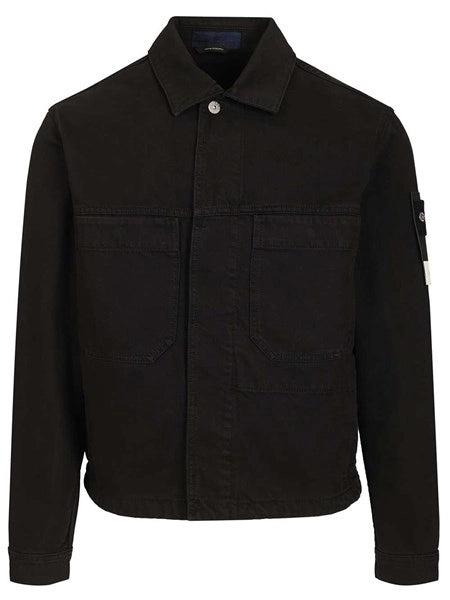 Biker in denim BIKER JACKET LIGHT BULL DENIM-TC, GARMENT DYED BLACK