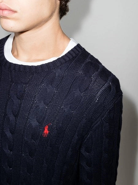 Maglione in cotone a trecce
