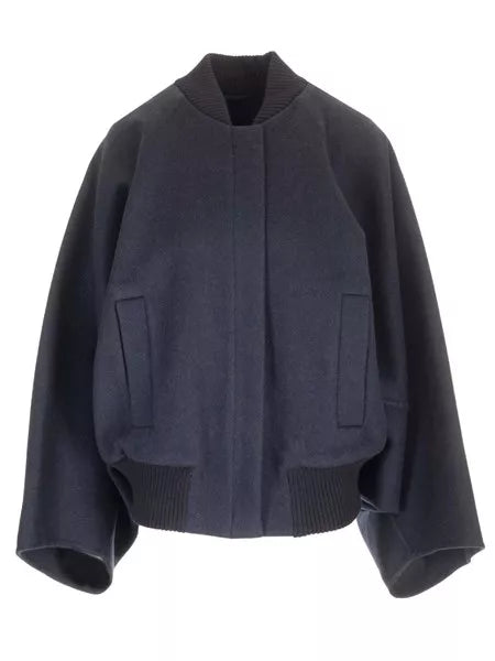 Cappotto corto in cashmere blu marino