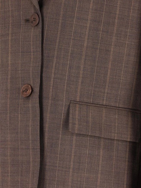 Blazer in lana gessata marrone