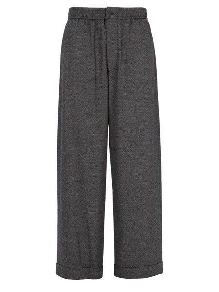 Pantaloni over in lana vergine e cashmere effetto denim