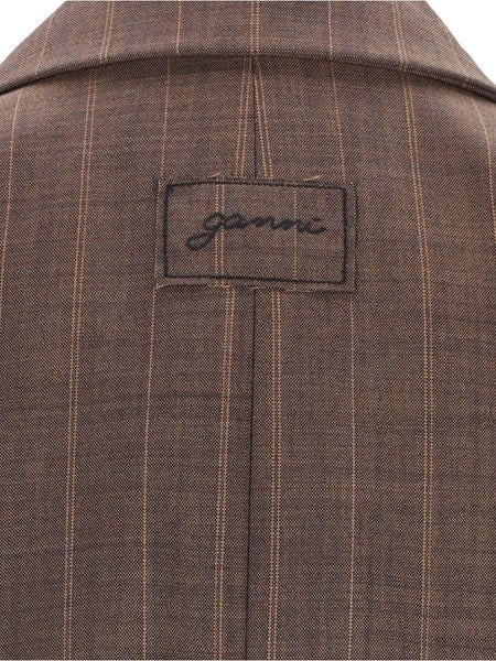 Blazer in lana gessata marrone