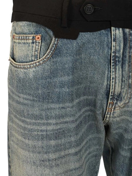 Jeans con vita sostituita blu