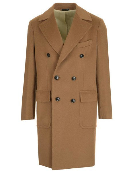Cappotto doppiopetto cammello