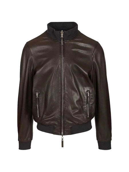 Biker in pelle traforata reversibile