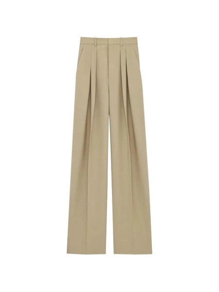 Pantaloni in lana e tela di seta