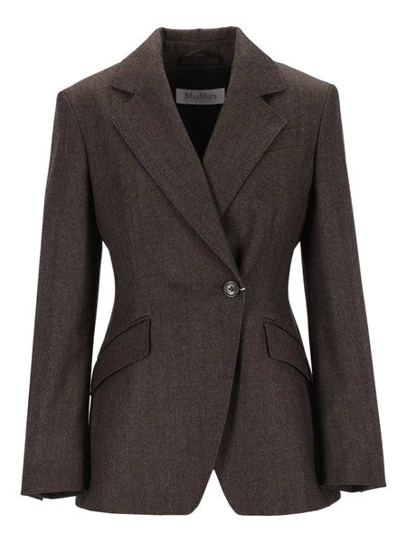 Blazer sfiancato in lana effetto denim