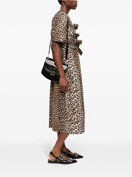 Abito midi leopardato