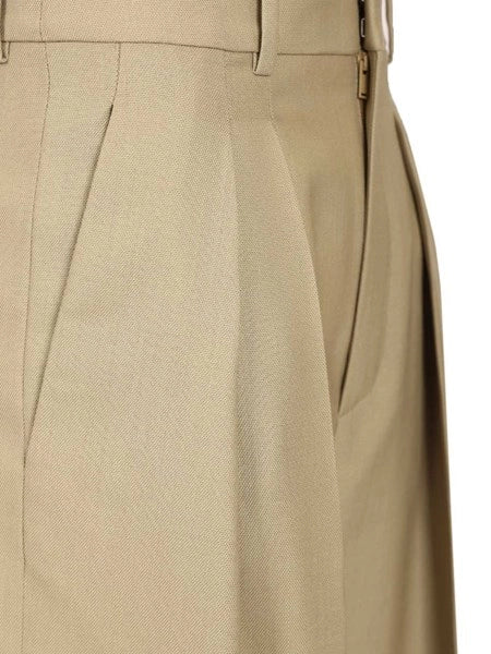 Pantaloni in lana e tela di seta