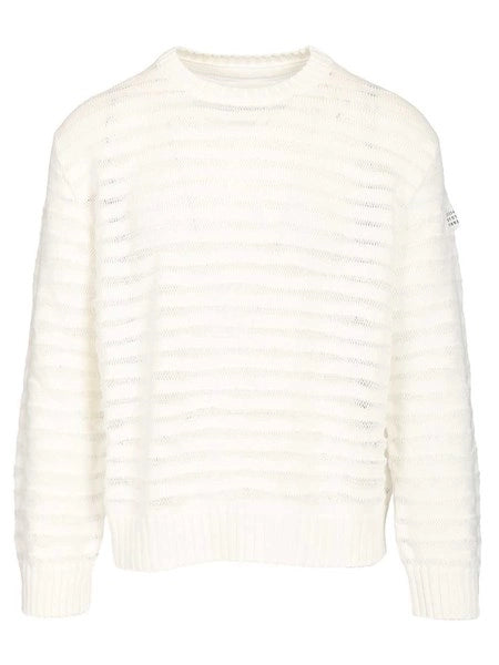Maglione girocollo in cotone a righe a maglia aperta