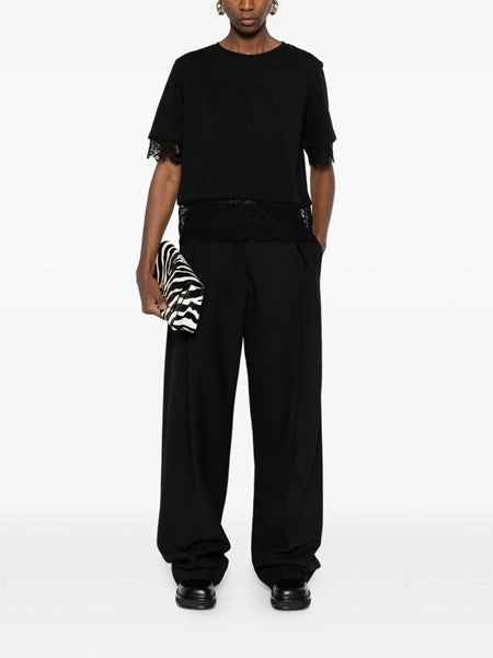 T-shirt in cotone con pizzo