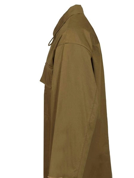 Camicia oversize in twill di cotone e lino
