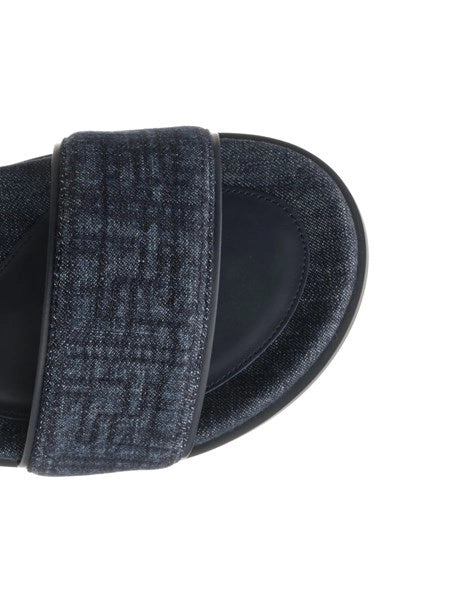 Slide flat in denim