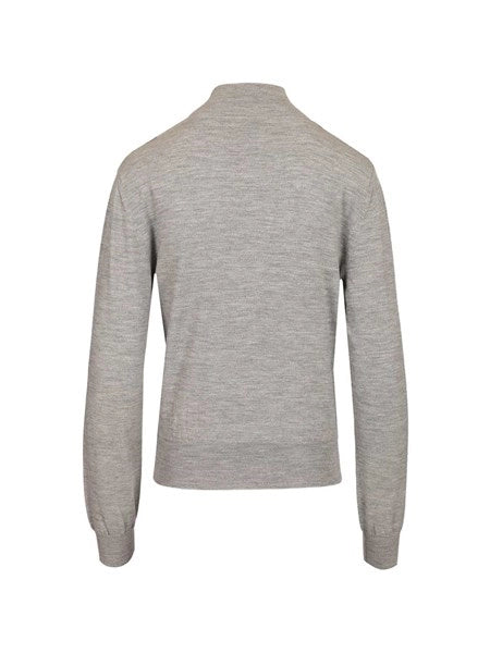 Pullover a collo alto in misto lana drappeggiato