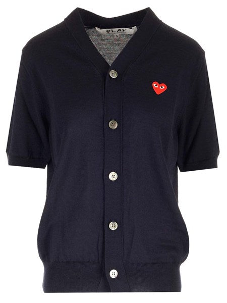 Cardigan blu a maniche corte