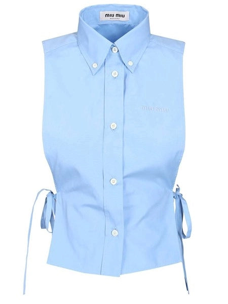 Camicia in popeline senza maniche