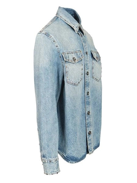 Camicia in denim con borchie